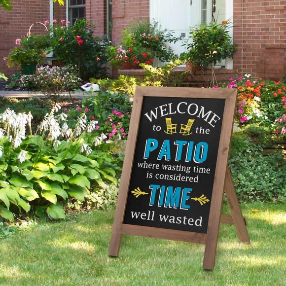 Glitzhome Glitzhome 29.75"H "Welcome To The Patio" Wood Framed Easel Porch Sign