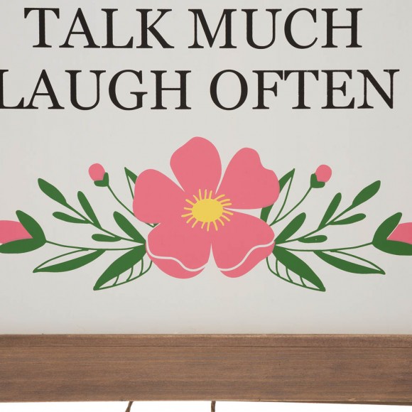 Glitzhome Glitzhome 29.75"H "Welcome To The Porch" Wood Framed Easel Porch Sign With Flowers