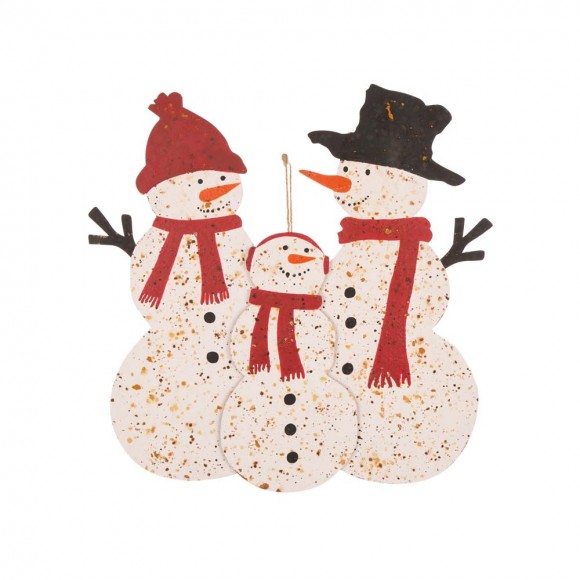 Glitzhome Glitzhome 29.92"H Rusty Metal Snowman Family Yard Stake Or Standing Décor Or Wall Décor