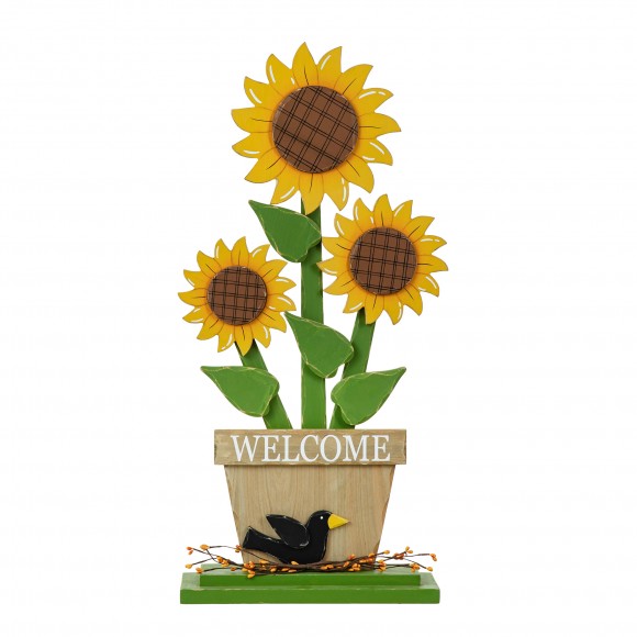Glitzhome Glitzhome 29"H Fall Wooden Sunflowers Porch Decor(KD)