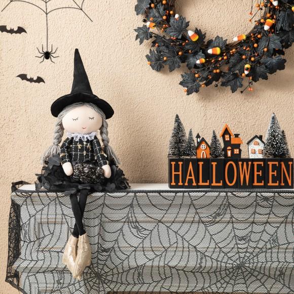 Glitzhome Glitzhome 29“H Halloween Fabric Dressed Witch Sitter