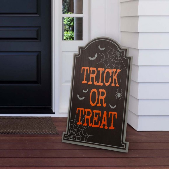 Glitzhome Glitzhome 29"H Halloween Wooden Tombstone Yard Stake Or Standing Decor Or Hanging Decor (KD Three Functions)