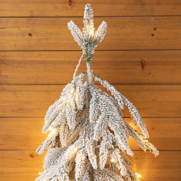 Glitzhome Glitzhome 2ft Lighted Pre-Lit Downward Wrapped Flocked Pine Artificial Christmas Greenery Table Tree(Includes Timer)