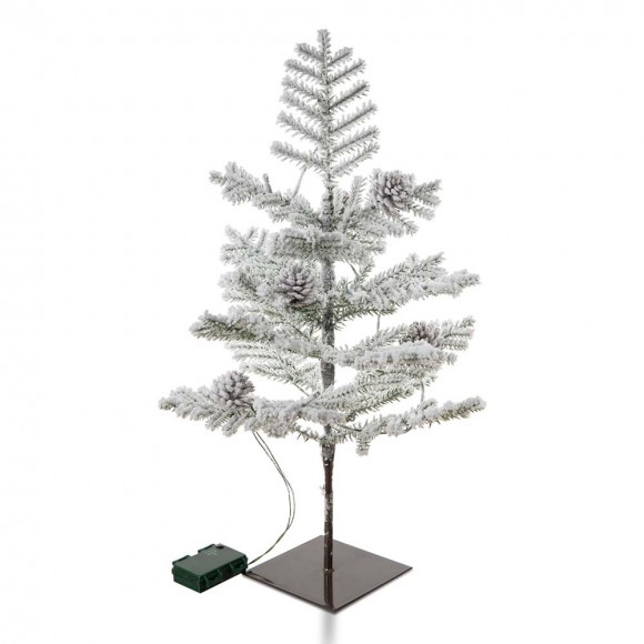 Glitzhome Glitzhome 2ft Lighted Pre-Lit Upward Wrapped Flocked Pine Artificial Christmas Greenery Table Tree(Includes Timer)