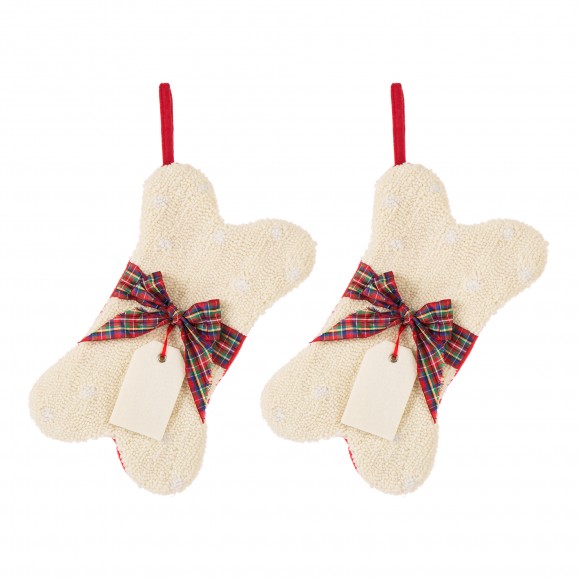glitzhome Glitzhome 2pk 12.50"L Bone Shape Hooked Stocking