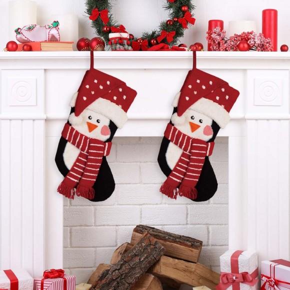 Glitzhome Glitzhome 2pk 19.00"L 3D Penguin Hooked Christmas Stocking