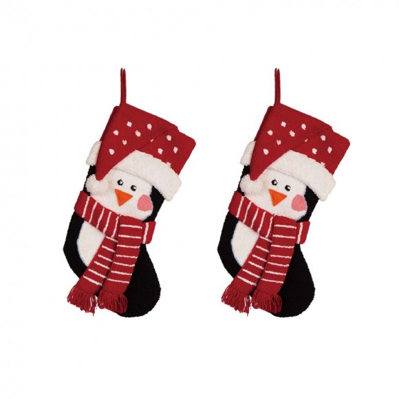 glitzhome Glitzhome 2pk 19.00"L 3D Penguin Hooked Christmas Stocking