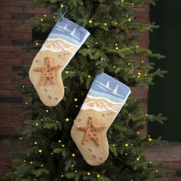 Glitzhome Glitzhome 2pk 19.00"L 3D Starfish Hooked Christmas Stocking