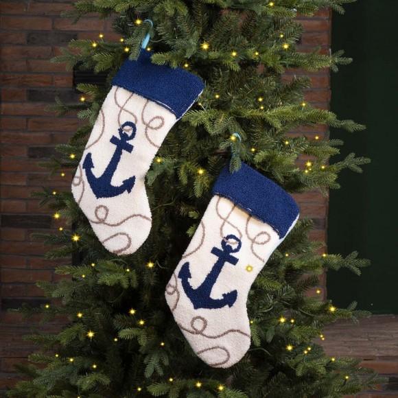 Glitzhome Glitzhome 2pk 19.00"L Anchor Hooked Christmas Stocking