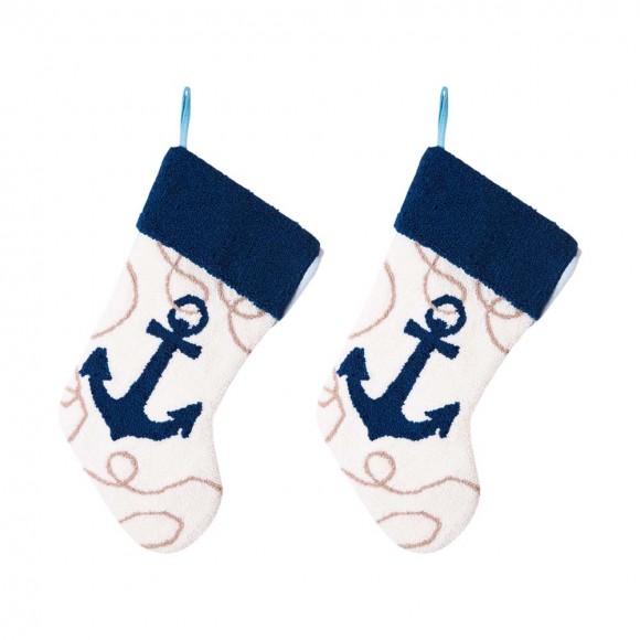 glitzhome Glitzhome 2pk 19.00"L Anchor Hooked Christmas Stocking