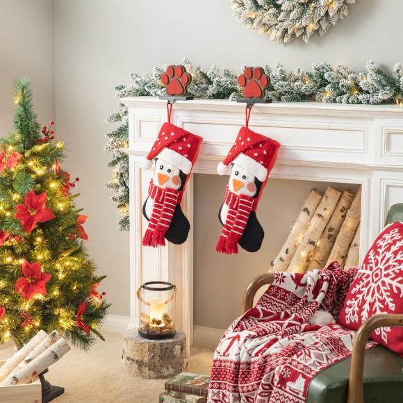 Glitzhome Glitzhome 2pk 19.00"L Hooked Stocking 3D Penguin