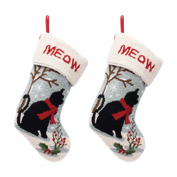 glitzhome Glitzhome 2pk 20.00"L Hooked Stocking Cat