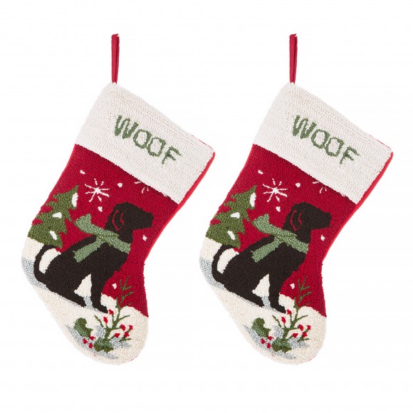 Glitzhome Glitzhome 2pk 20.00"L Hooked Stocking Dog