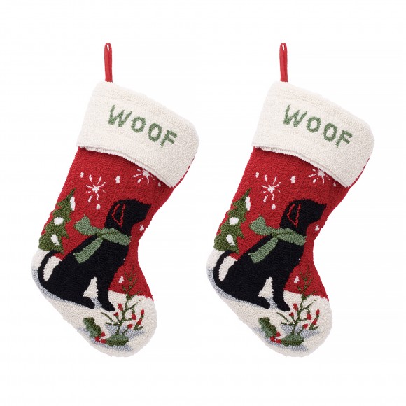 glitzhome Glitzhome 2pk 20.00"L Hooked Stocking Dog