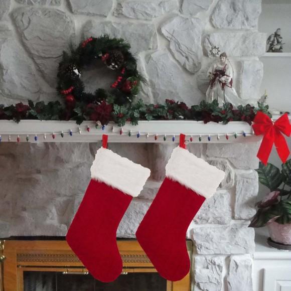 Glitzhome Glitzhome 2pk 20.00"L Knitted Christmas Stocking With Faux Fur Cuff