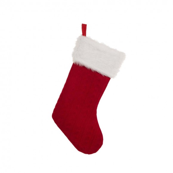 Glitzhome Glitzhome 2pk 20.00"L Knitted Christmas Stocking With Faux Fur Cuff