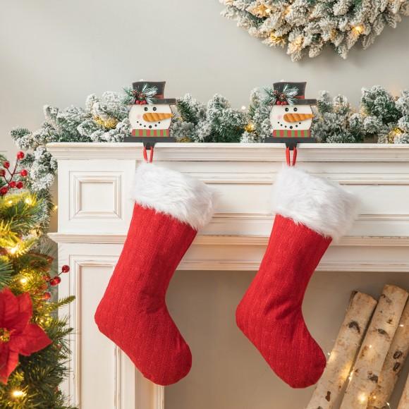 Glitzhome Glitzhome 2pk 20.00''L Knitted Stocking W/Faux Fur Cuff