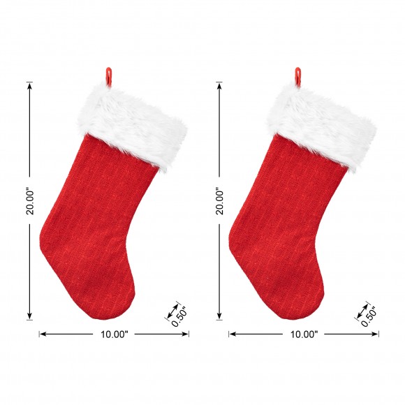 Glitzhome Glitzhome 2pk 20.00''L Knitted Stocking W/Faux Fur Cuff