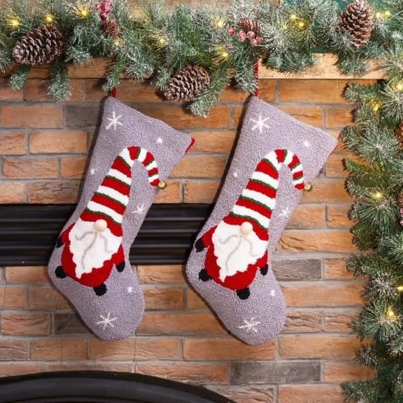 Glitzhome Glitzhome 2pk 21.00"L Gnome Hooked Christmas Stocking