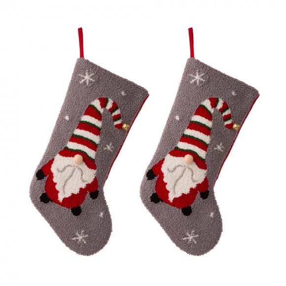 glitzhome Glitzhome 2pk 21.00"L Gnome Hooked Christmas Stocking