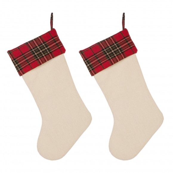Glitzhome Glitzhome 2pk 21''L Embroidered Linen Christmas Stocking - Red Truck