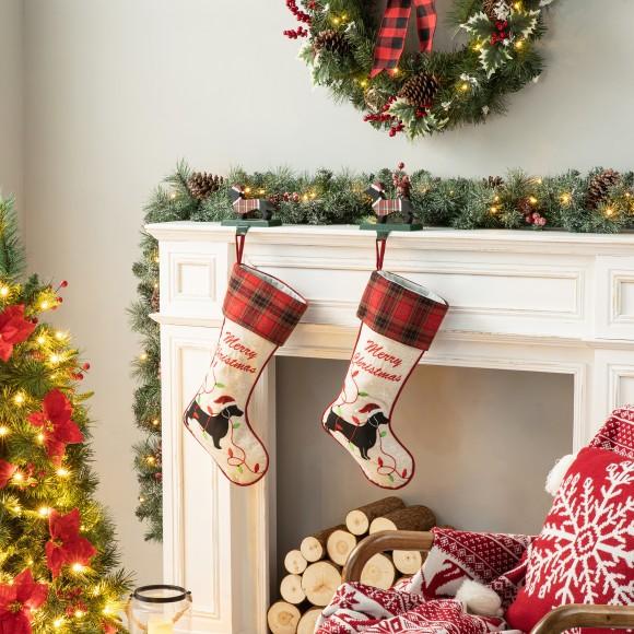 Glitzhome Glitzhome 2pk 21"L Fabric Christmas Stocking - Dachshund