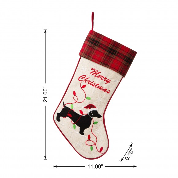 Glitzhome Glitzhome 2pk 21"L Fabric Christmas Stocking - Dachshund