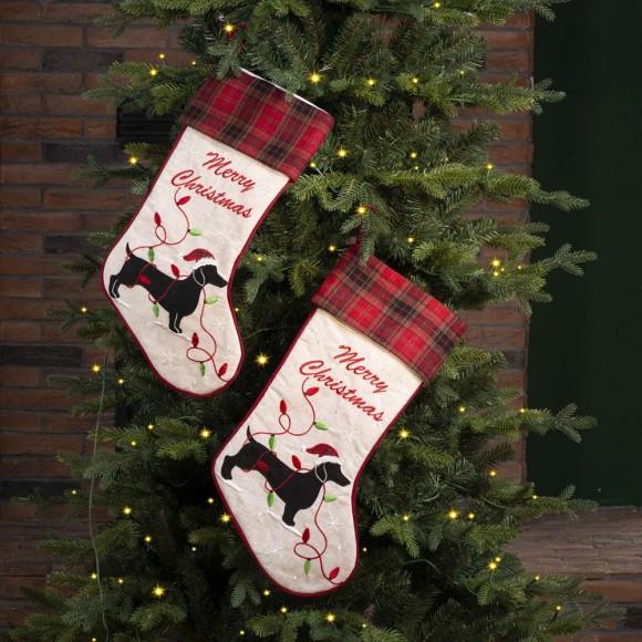Glitzhome Glitzhome 2pk 21"L Fabric Dachshund Christmas Stocking