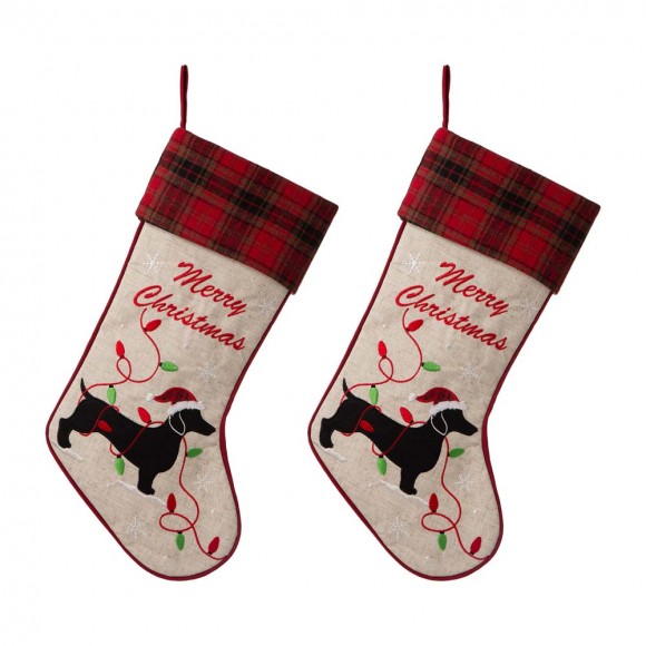 glitzhome Glitzhome 2pk 21"L Fabric Dachshund Christmas Stocking