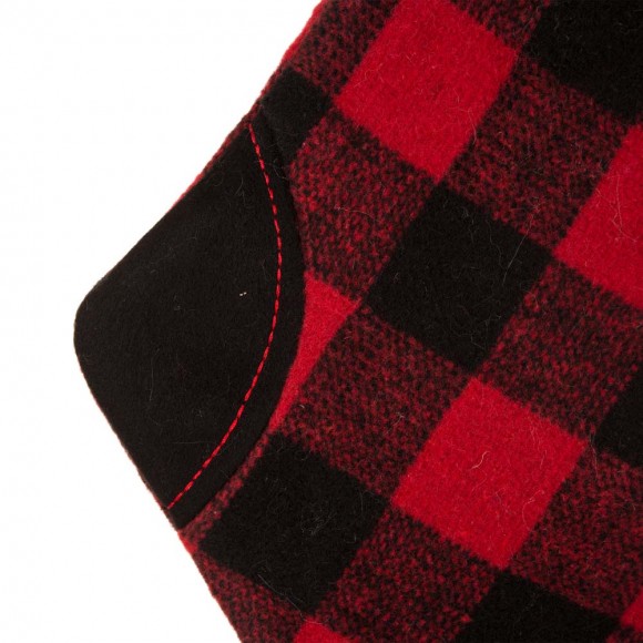 Glitzhome Glitzhome 2pk 21"L Fur Black/Red Buffalo Plaid Christmas Stocking