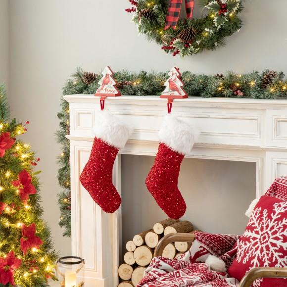 Glitzhome Glitzhome 2pk 21"L Red Sequin Christmas Stocking