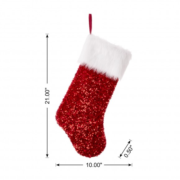 Glitzhome Glitzhome 2pk 21"L Red Sequin Christmas Stocking