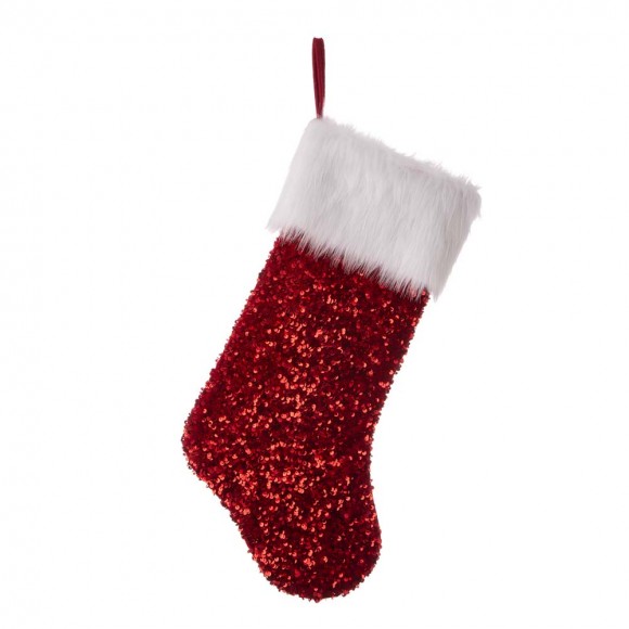 Glitzhome Glitzhome 2pk 21"L Red Sequin Christmas Stocking With Faux Fur Cuff