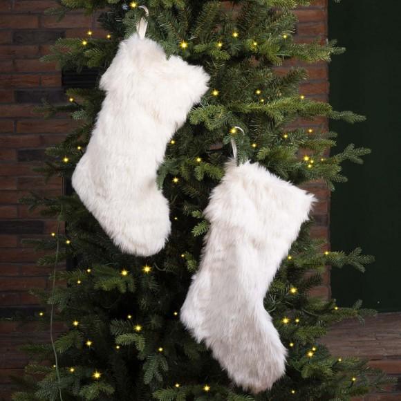 Glitzhome Glitzhome 2pk 21"L White Plush Christmas Stocking
