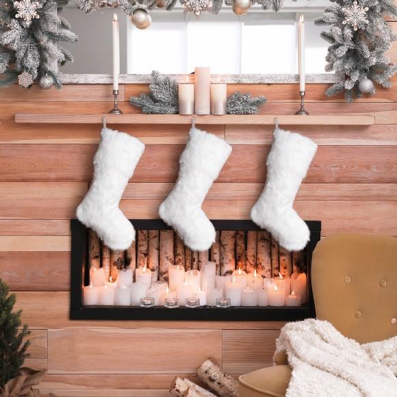 Glitzhome Glitzhome 2pk 21"L White Plush Christmas Stocking