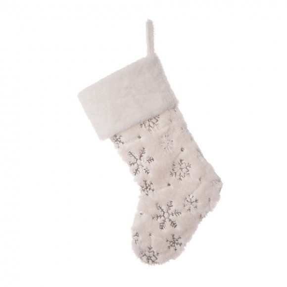 Glitzhome Glitzhome 2pk 21"L White Plush With Snowflake Christmas Stocking