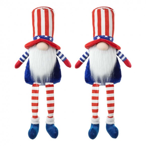 glitzhome Glitzhome 2PK 24"H Fabric Patriotic/Americana Gnome Shelf Sitter with Dangling Legs