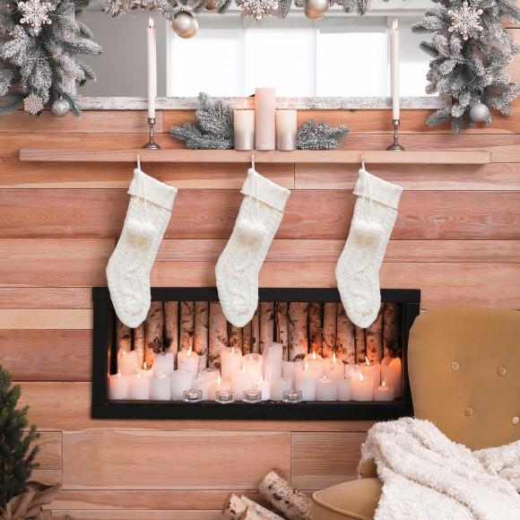 Glitzhome Glitzhome 2pk 24"L Knitted Polyester Christmas Stocking W/Pom Pom Ball-White