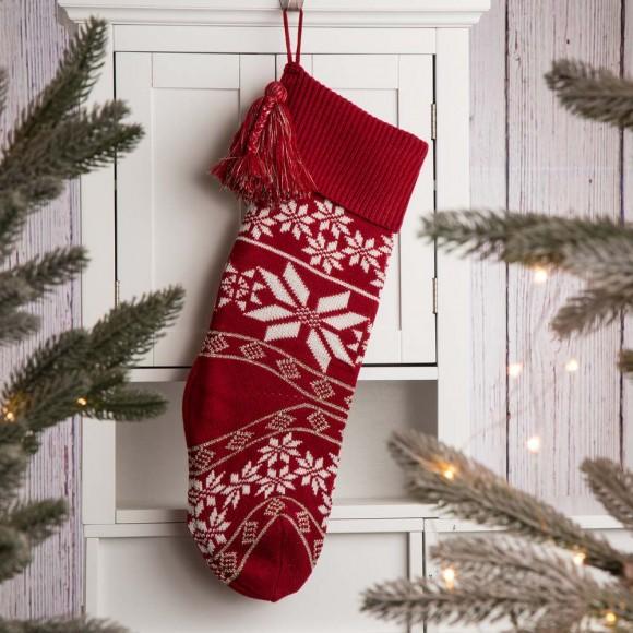 Glitzhome Glitzhome 2pk 24"L Knitted Snowflake Acrylic Christmas Stocking