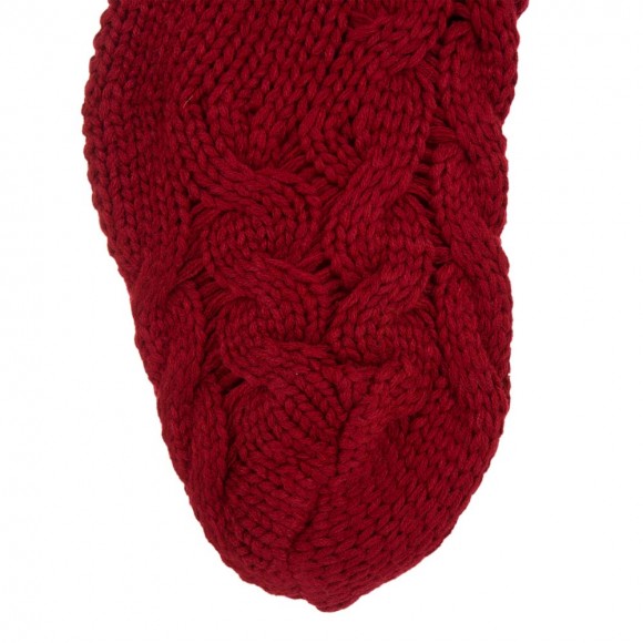 Glitzhome Glitzhome 2pk 24"L Red Knitted Polyester Christmas Stocking With Pom Pom Ball