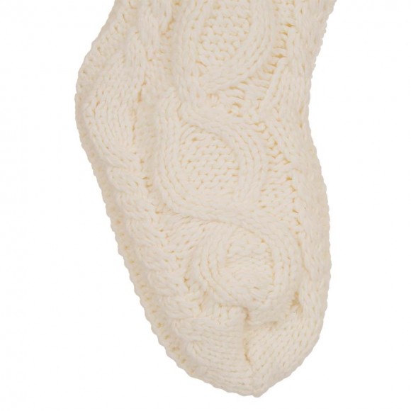 Glitzhome Glitzhome 2pk 24"L White Knitted Polyester Christmas Stocking With Pom Pom Ball