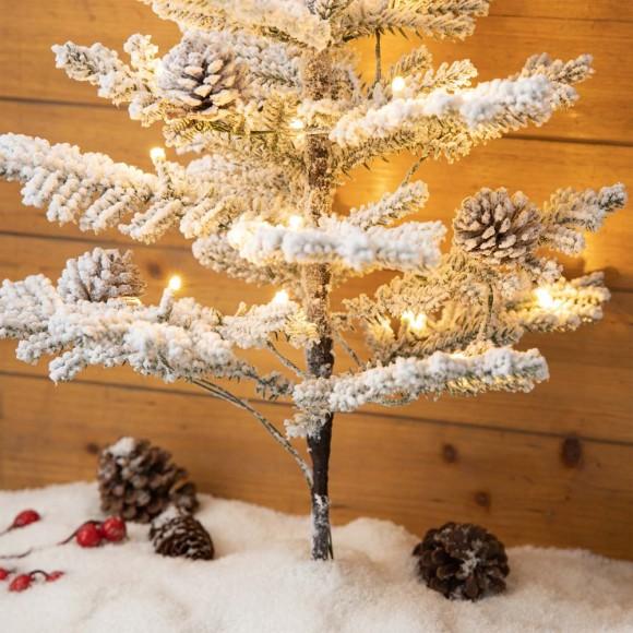 Glitzhome Glitzhome 2PK 2ft Lighted Pre-Lit Upward Wrapped Flocked Pine Artificial Christmas Greenery Table Tree(Includes Timer)