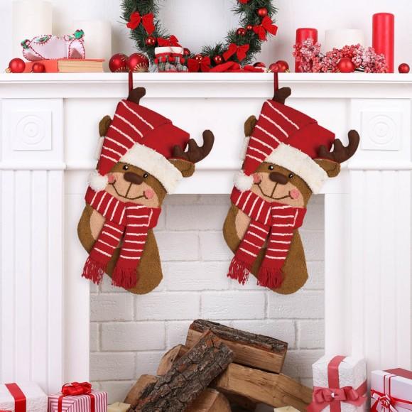 Glitzhome Glitzhome 2PK 3D Hooked Stocking Reindeer