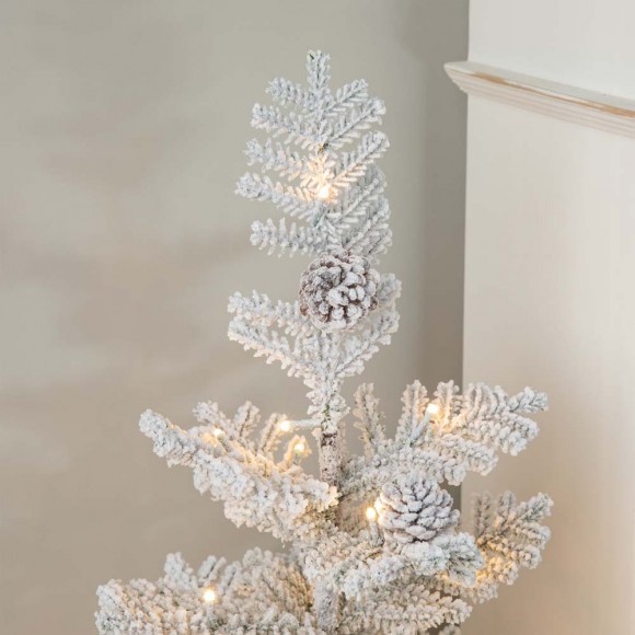 Glitzhome Glitzhome 2PK 3ft Lighted Pre-Lit Upward Wrapped Flocked Pine Artificial Christmas Greenery Table Tree(Includes Timer)