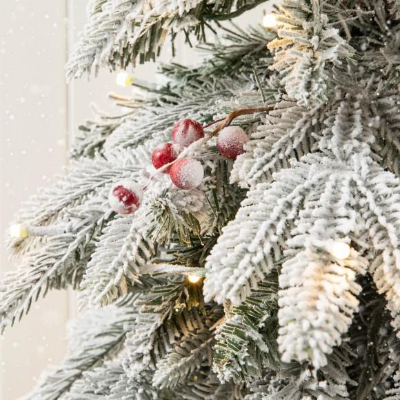 Glitzhome Glitzhome 2PK 4FT Pre-Lit Flocked Fir Artificial Christmas Porch Tree With 100 Warm White Lights And Red Berries