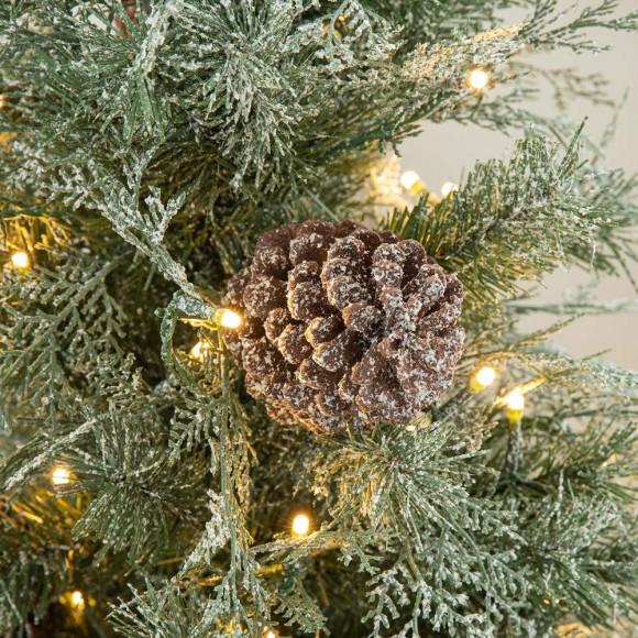Glitzhome Glitzhome 2PK 4ft Pre-Lit Pine Artificial Christmas Porch Tree With 130 Warm White Lights And Pinecones