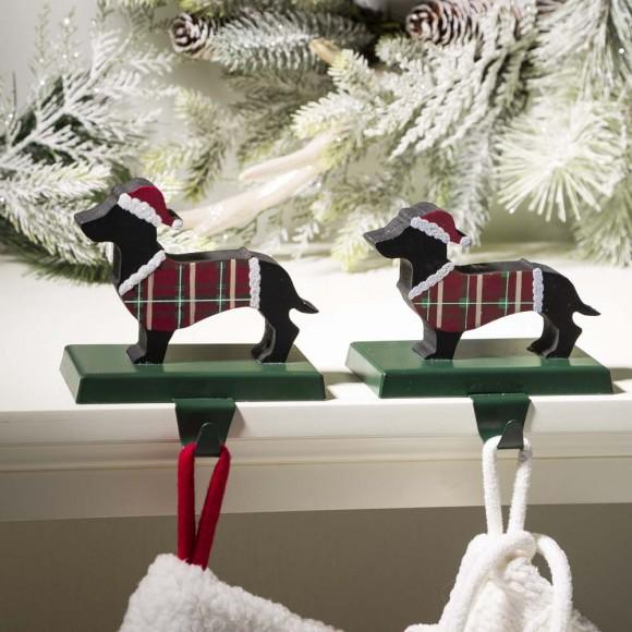 Glitzhome Glitzhome 2PK 5.92"H Wooden/Metal Dachshund Stocking Holder