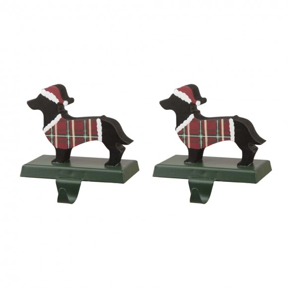glitzhome Glitzhome 2PK 5.92"H Wooden/Metal Dachshund Stocking Holder