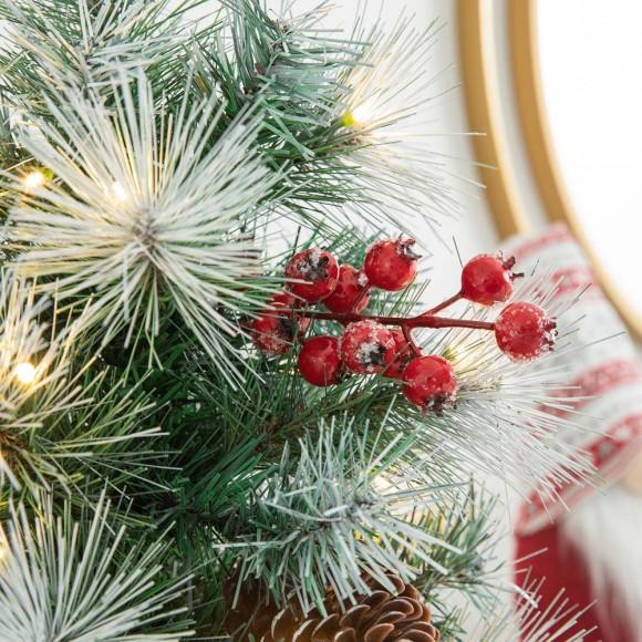 Glitzhome Glitzhome 2PK 5ft Pre-Lit Pine Artificial Christmas Porch Tree With 150 Warm White Lights Pinecones And Red Berries