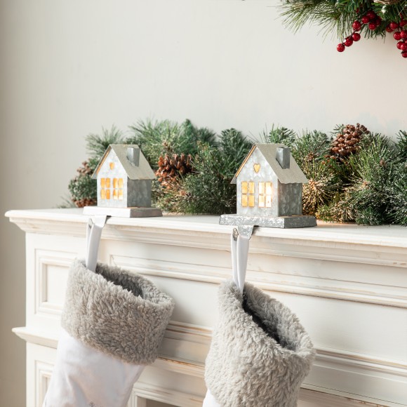 Glitzhome Glitzhome 2PK 6.00"H Galvanized House Stocking Holder